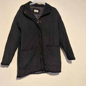 Marine Layer Black Quilted Jacket With Floral Lining